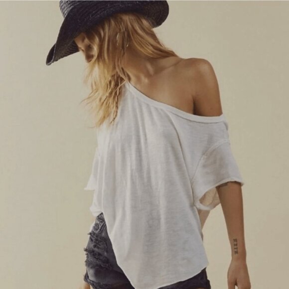 Free People Tops - Free People We the Free White Cotton Care FP U Fancy Tee